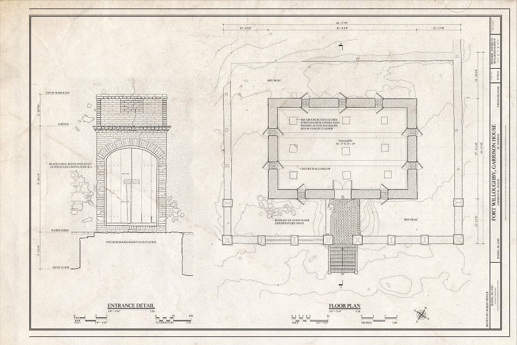 Blueprint Floor Plan, Entrance Detail - Fort Willoughby, Garrison House, Charlotte Amalie, St. Thomas, VI