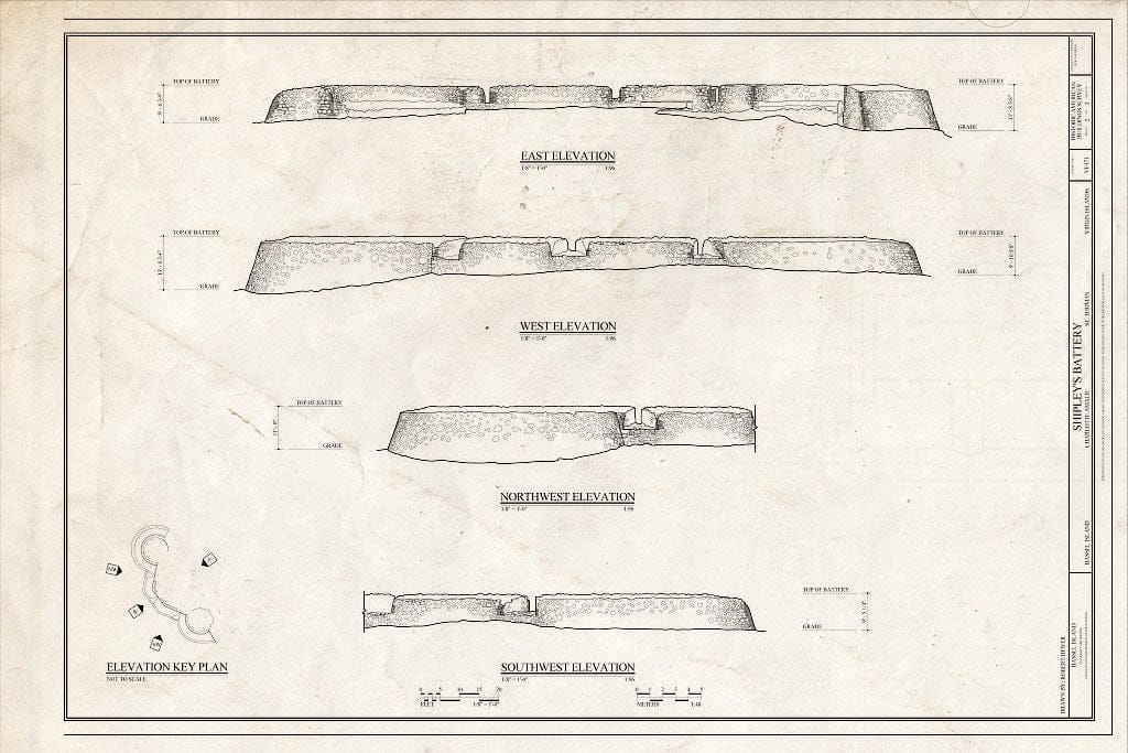 Blueprint Elevations - Shipley's Battery, Charlotte Amalie, St. Thomas, VI