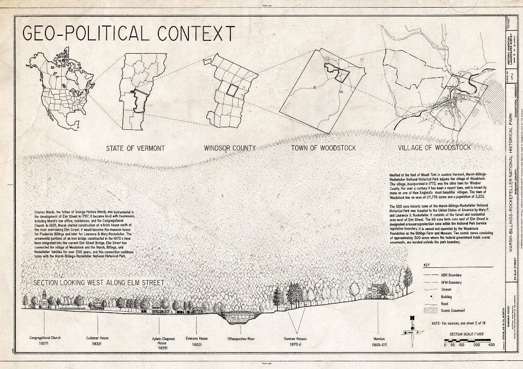 Blueprint Geo-Politcal Context - Marsh-Billings-Rockefeller National Historical Park, 54 Elm Street, Woodstock, Windsor County, VT