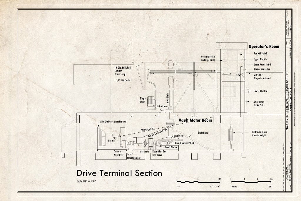 Blueprint Drive Terminal Section - Mad River Glen, Single Chair Ski Lift, 62 Mad River Glen Resort Road, Fayston, Washington County, VT