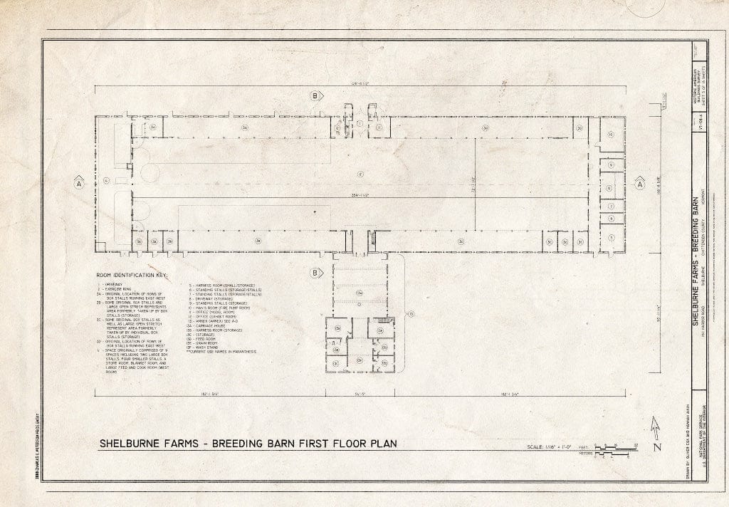 Blueprint First Floor Plan - Shelburne Farms, Breeding Barn, 1611 Harbor Road, Shelburne, Chittenden County, VT