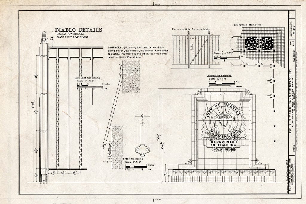 Blueprint Diablo Details - Skagit Power Development, Diablo Powerhouse, On Skagit River, 6.1 Miles Upstream from Newhalem, Newhalem, Whatcom County, WA