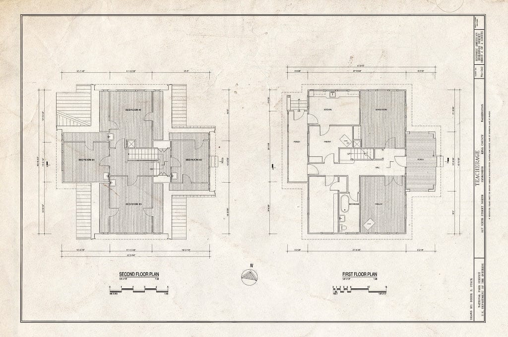 Blueprint First and Second Floor Plans - Teacherage, 117Sixth Street North, Skykomish, King County, WA