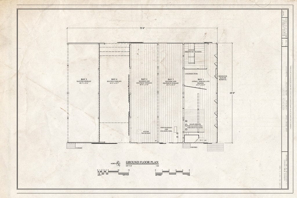 Blueprint Ground Floor Plan - Arnold Farm, Barn, 1948 Arnold Road, Coupeville, Island County, WA