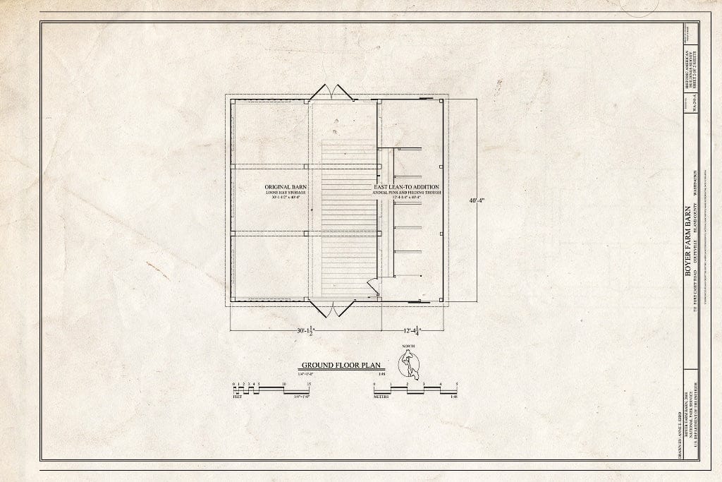 Blueprint Ground Floor Plan - Boyer Farm, Barn, 711 South Fort Casey Road, Coupeville, Island County, WA