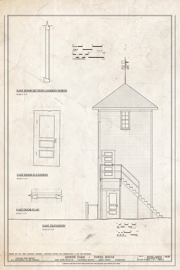 Blueprint East Elevation - Kineth Farm, Tower House, 19162 State Route 20, Coupeville, Island County, WA