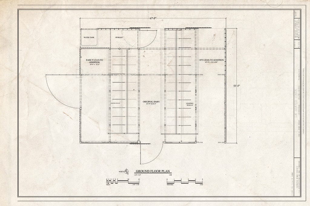 Blueprint Ground Floor Plan - Lesourd Farm, Barn, 209 Ebey Road, Coupeville, Island County, WA