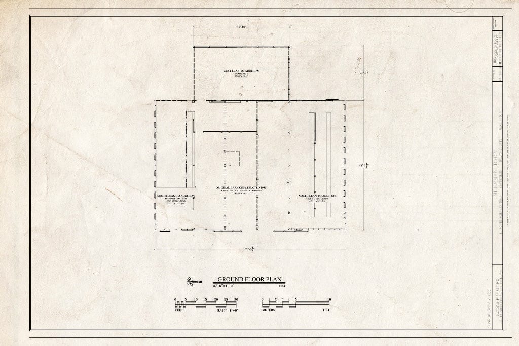 Blueprint Ground Floor Plan - Sherman Farm, Barn, 44 South Sherman Road, Coupeville, Island County, WA