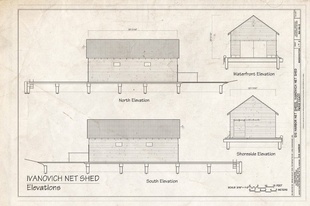 Blueprint Elevations - Gig Harbor Net Sheds, Ivanovich Net Shed, 3617 Harborview Drive, Gig Harbor, Pierce County, WA