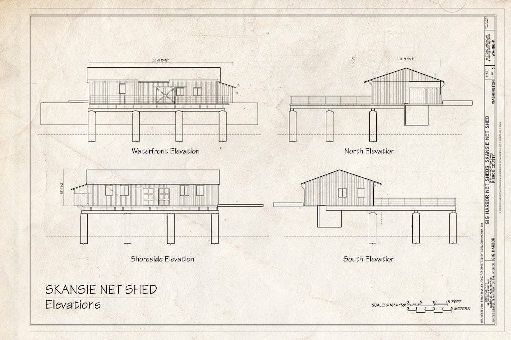 Blueprint Elevations - Gig Harbor Net Sheds, Skansie Net Shed, 2809 Harborview Drive, Gig Harbor, Pierce County, WA