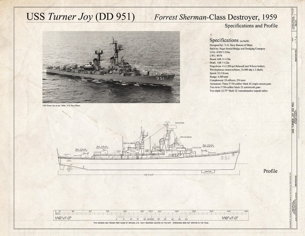 Blueprint 1. Title Sheet - USS Turner Joy, Bremerton Marina, Bremerton, Kitsap County, WA