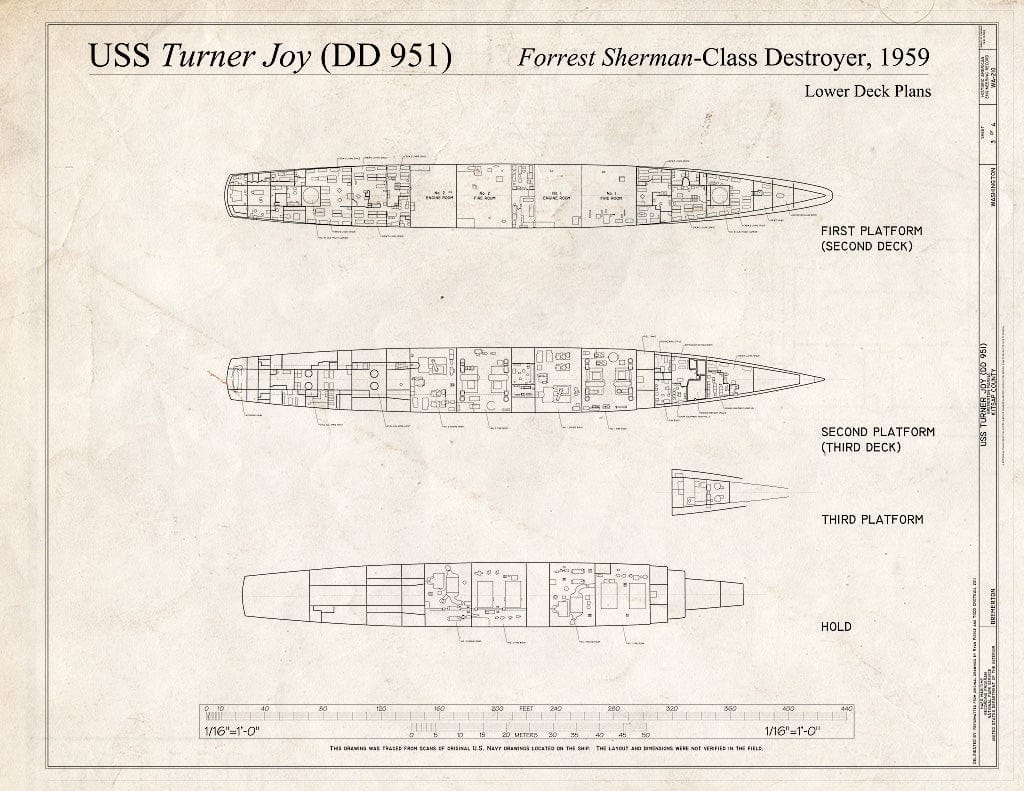 Blueprint 3. Lower Deck Plans - USS Turner Joy, Bremerton Marina, Bremerton, Kitsap County, WA