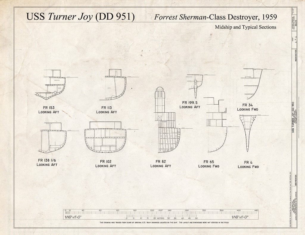 Blueprint 4. Midship and Typical Sections - USS Turner Joy, Bremerton Marina, Bremerton, Kitsap County, WA