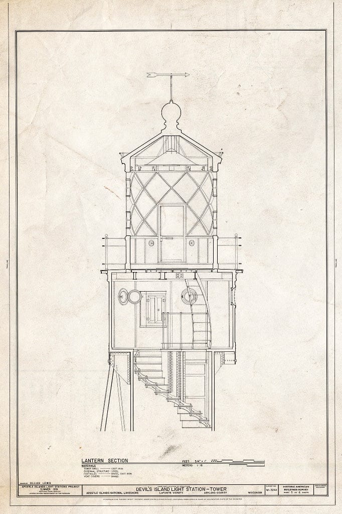 Blueprint HABS WIS,2-LPOIT.V,1A- (Sheet 5 of 6) - Devil's Island Light Station, Tower, La Pointe, Ashland County, WI