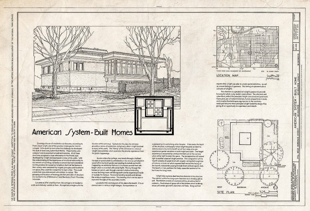 Blueprint 1. Title Sheet - American System-Built Home, 2714 West Burnham Street, Milwaukee, Milwaukee County, WI