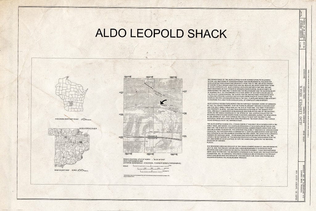 Blueprint Cover Sheet - Aldo Leopold Shack, Levee Road, Baraboo, Sauk County, WI