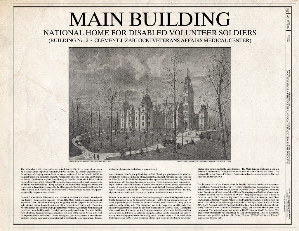 Blueprint Cover Sheet - National Home for Disabled Volunteer Soldiers, Northwestern Branch, Main Building, 5000 West National Avenue, Milwaukee, Milwaukee County, WI