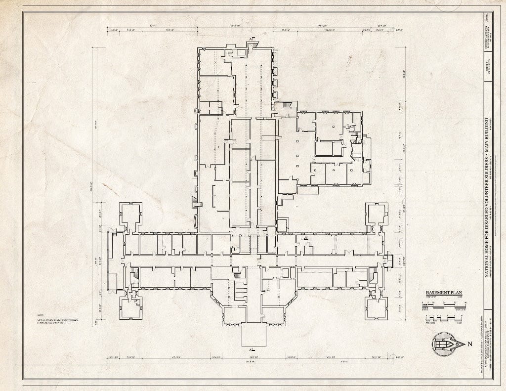 Blueprint Basement Plan - National Home for Disabled Volunteer Soldiers, Northwestern Branch, Main Building, 5000 West National Avenue, Milwaukee, Milwaukee County, WI