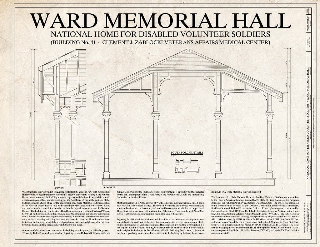 Blueprint Cover Sheet - National Home for Disabled Volunteer Soldiers, Northwestern Branch, Ward Memorial Hall, 5000 West National Avenue, Milwaukee, Milwaukee County, WI