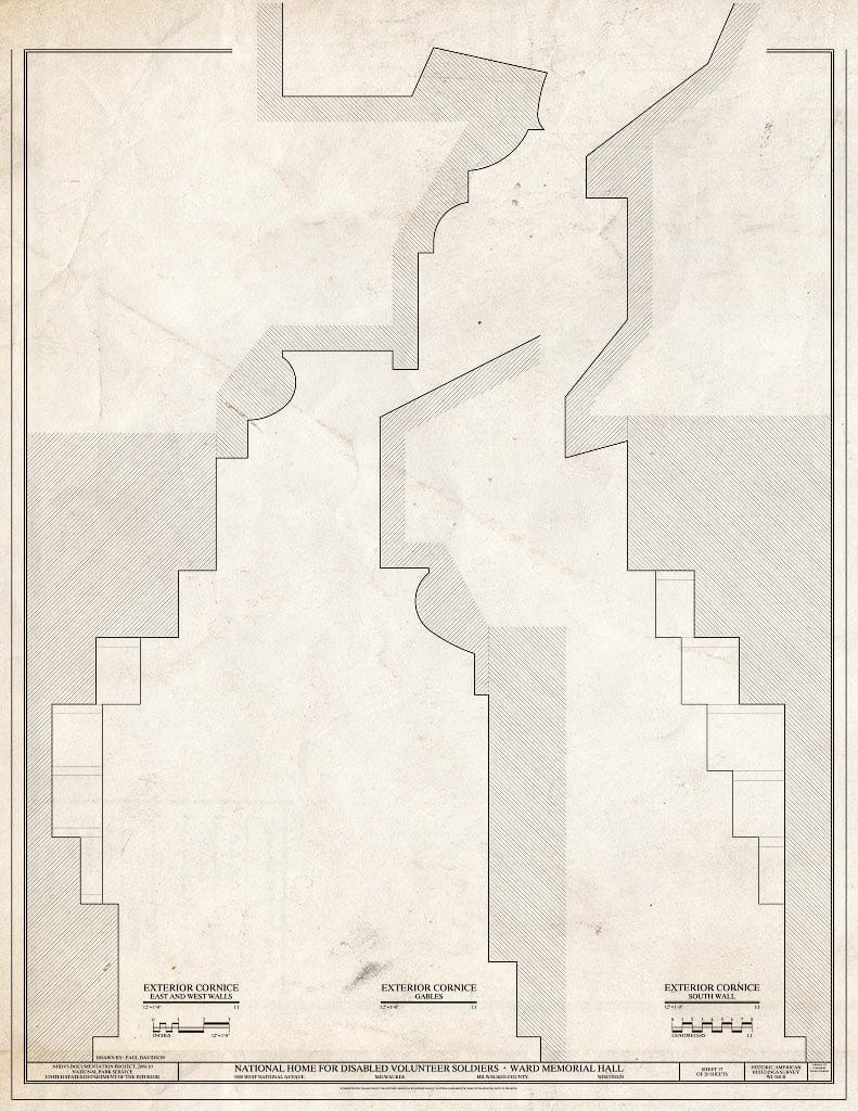 Blueprint Exterior Cornices - National Home for Disabled Volunteer Soldiers, Northwestern Branch, Ward Memorial Hall, 5000 West National Avenue, Milwaukee, Milwaukee County, WI