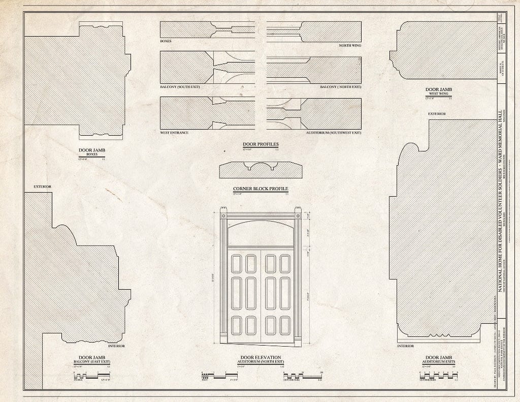 Blueprint Door Details - National Home for Disabled Volunteer Soldiers, Northwestern Branch, Ward Memorial Hall, 5000 West National Avenue, Milwaukee, Milwaukee County, WI