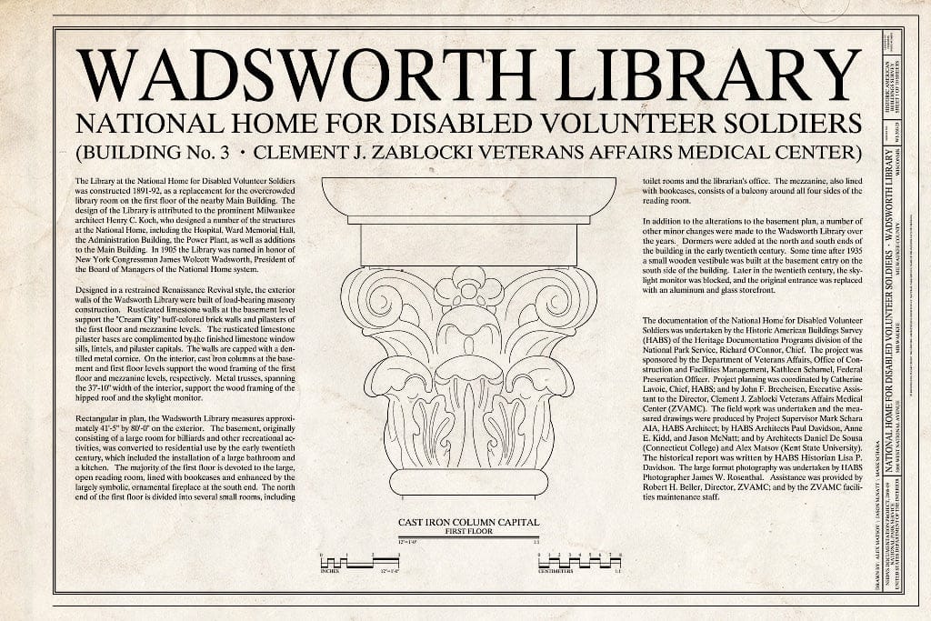 Blueprint Cover Sheet - National Home for Disabled Volunteer Soldiers, Northwestern Branch, Wadsworth Library, 5000 West National Avenue, Milwaukee, Milwaukee County, WI