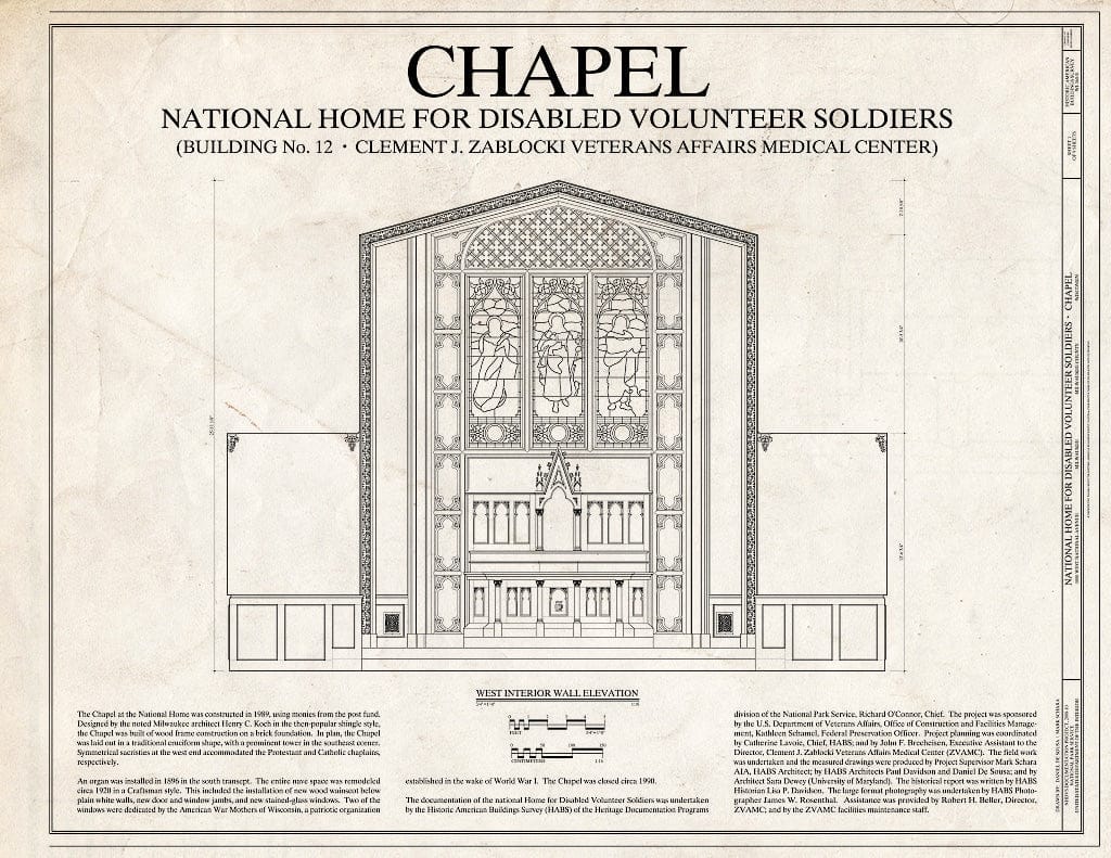 Blueprint Cover Sheet - National Home for Disabled Volunteer Soldiers, Northwestern Branch, Chapel, 5000 West National Avenue, Milwaukee, Milwaukee County, WI