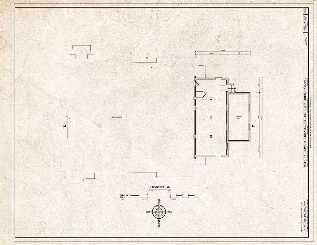 Blueprint Basement Plan - National Home for Disabled Volunteer Soldiers, Northwestern Branch, Chapel, 5000 West National Avenue, Milwaukee, Milwaukee County, WI