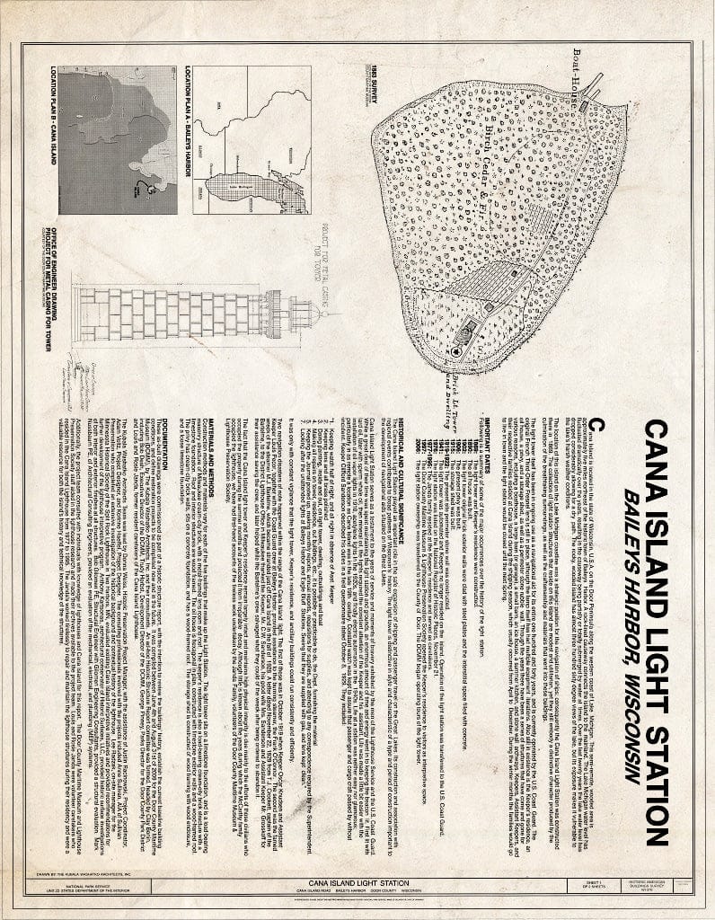 Blueprint Cover Sheet - Cana Island Light Station, Cana Island Road, Baileys Harbor, Door County, WI