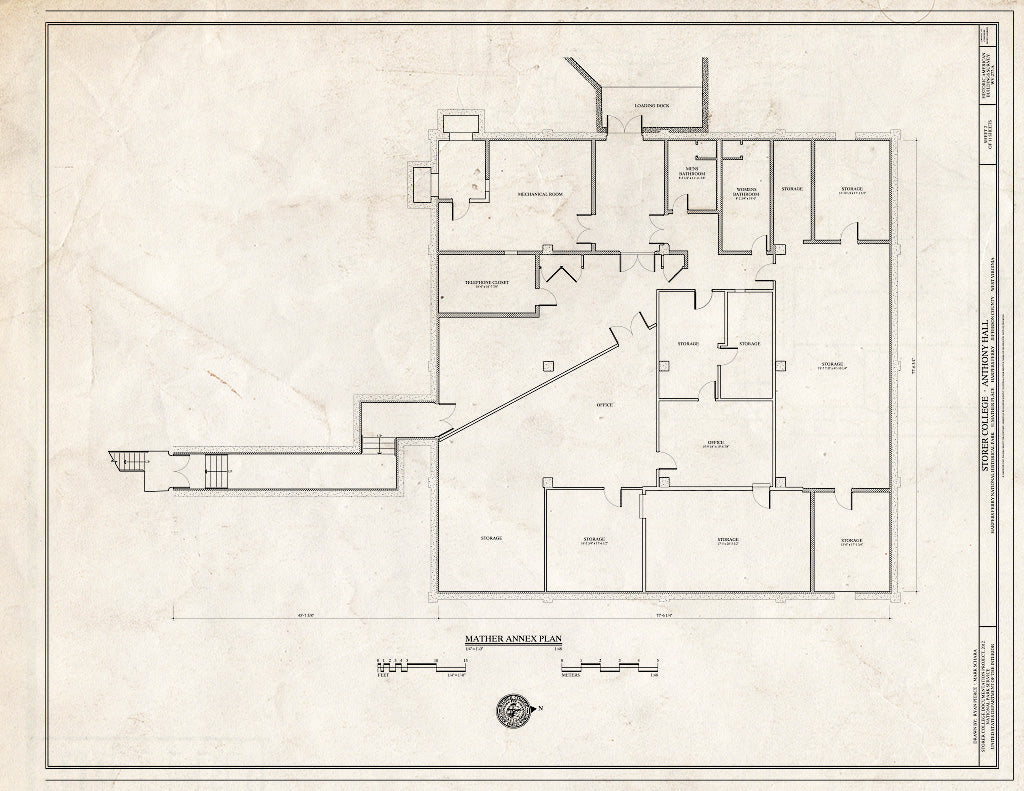 Blueprint 2. Mather Annex Plan - Storer College, Anthony Hall, Camp Hill, Harpers Ferry, Jefferson County, WV