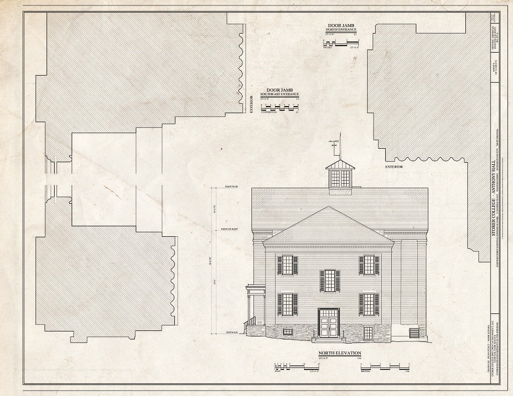 Blueprint 8. North Elevation - Storer College, Anthony Hall, Camp Hill, Harpers Ferry, Jefferson County, WV