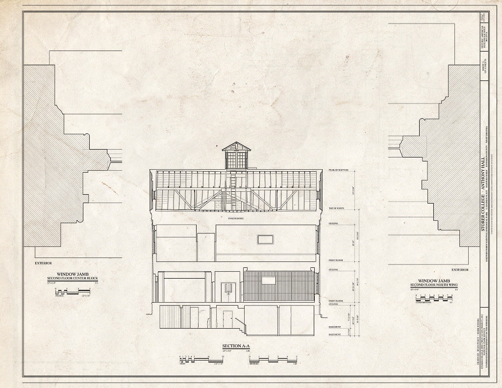 Blueprint 11. Section A-A - Storer College, Anthony Hall, Camp Hill, Harpers Ferry, Jefferson County, WV