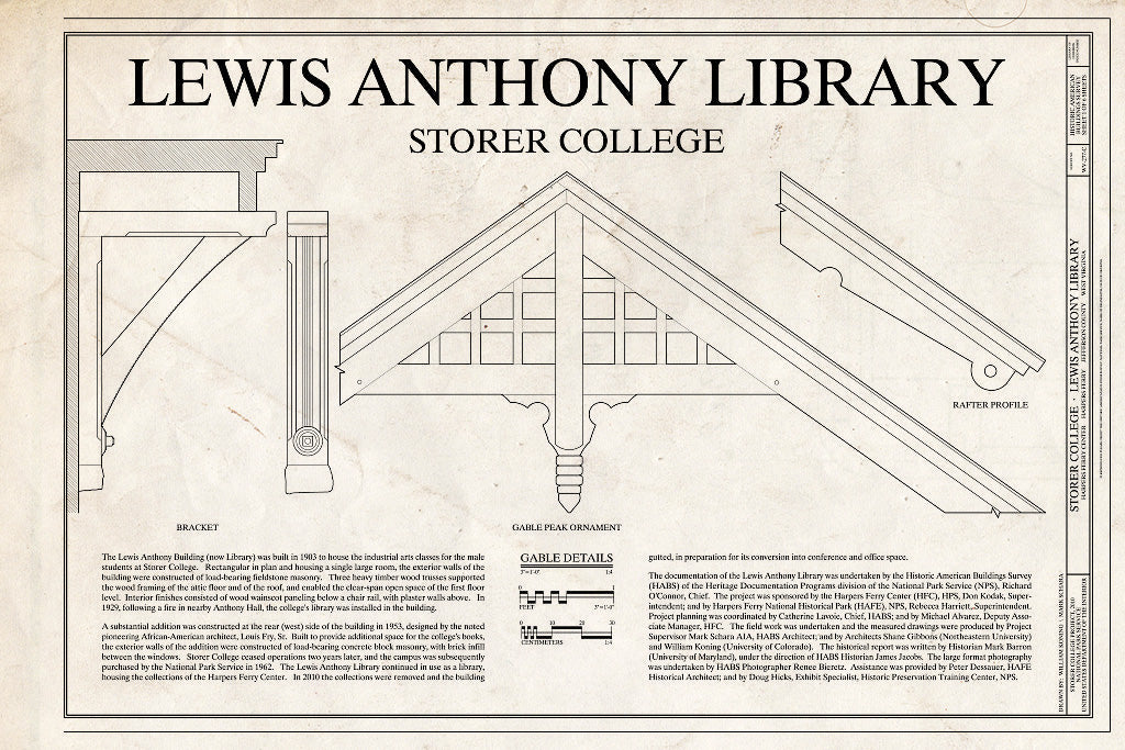 Blueprint Cover Sheet - Storer College, Lewis Anthony Library, Camp Hill, Harpers Ferry, Jefferson County, WV