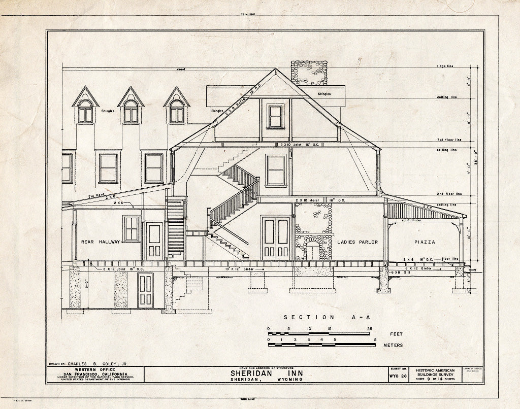 Blueprint 9. Section - Sheridan Inn, Broadway Between 4th & 5th Streets, Sheridan, Sheridan County, WY