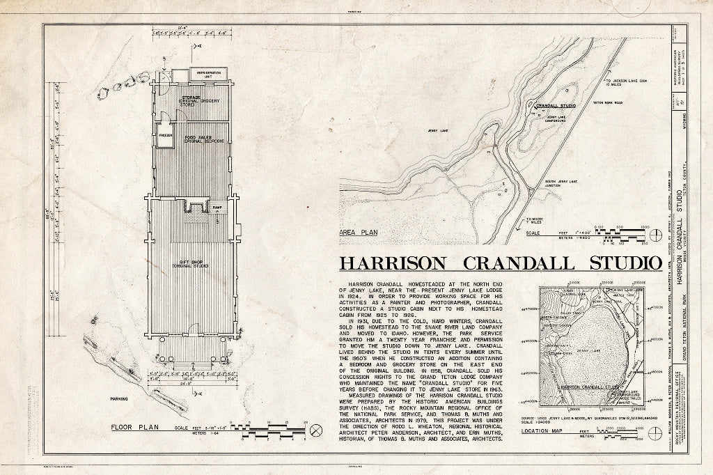 Blueprint Floor Plan - Harrison Crandall Studio, Moose, Teton County, WY