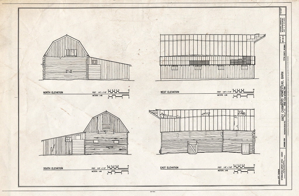 Blueprint Elevations - Andy Chambers Homestead, Barn, Approximately 25 feet East of Gas and Oil House, Kelly, Teton County, WY