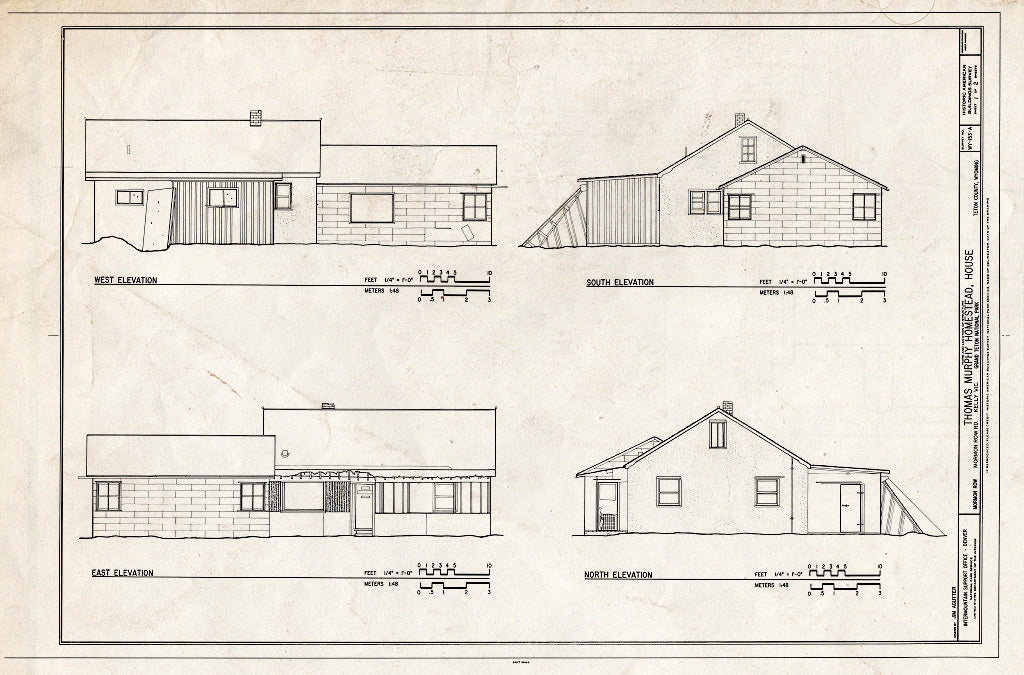 Blueprint Elevations - Thomas Murphy Homestead, House, Approximately 850 feet west of Mormon Row Road, and 1,000 feet North of Antelope Flats Road, Kelly, Teton County, WY