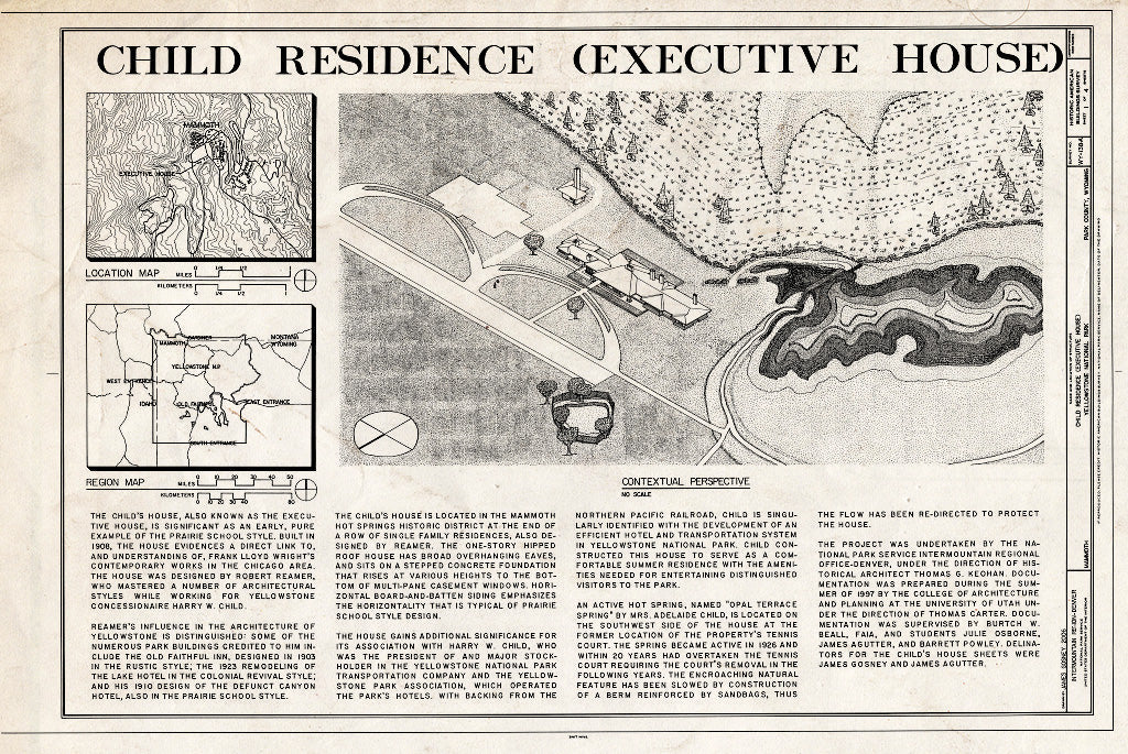 Blueprint Cover Sheet - Child Residence, House, Southwest of Nichol Residence & South of Cafeteria, Mammoth, Park County, WY