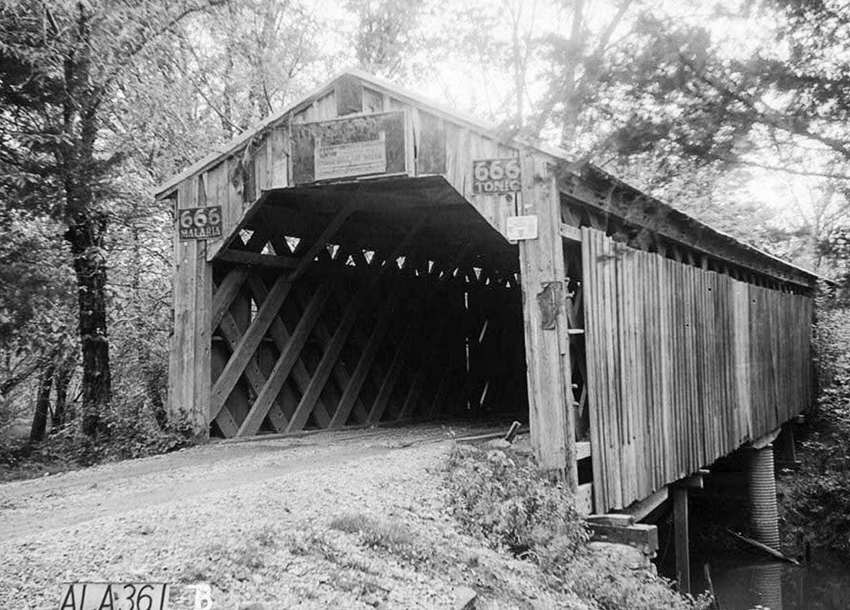 Historic Photo : Buzzard Roost Covered Bridge, Highway to Allsboro Southwest of Cherokee, Cherokee, Colbert County, AL 1 Photograph