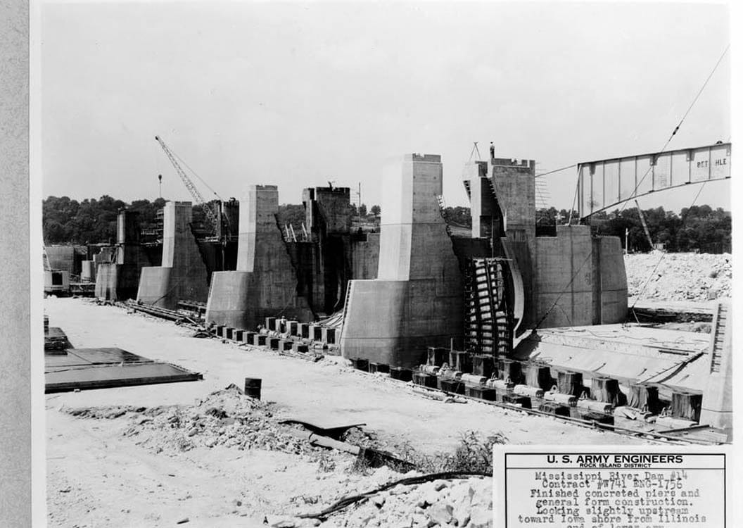 Historic Photo : Mississippi River 9-Foot Channel, Lock & Dam No. 14, Upper Mississippi River, Le Claire, Scott County, IA 3 Photograph