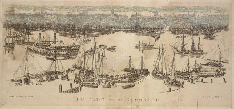 Art Print : New York from Brooklyn - Vintage Wall Art