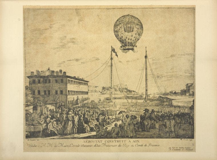 Art Print : 1922, Ascension en montgolfiere par Rambaud a Aix, le 31 mai 1784. - Vintage Wall Art