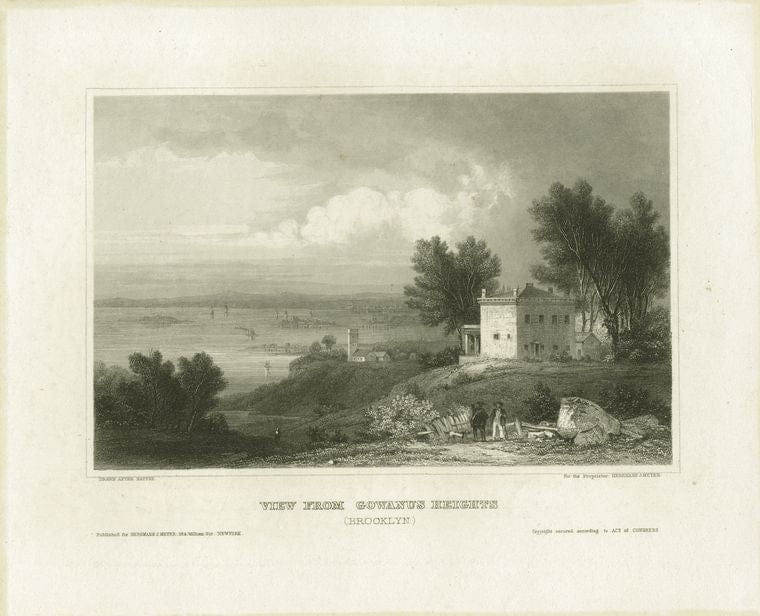 Art Print : 1828, View from Gowanus Heights (Brooklyn) - Vintage Wall Art