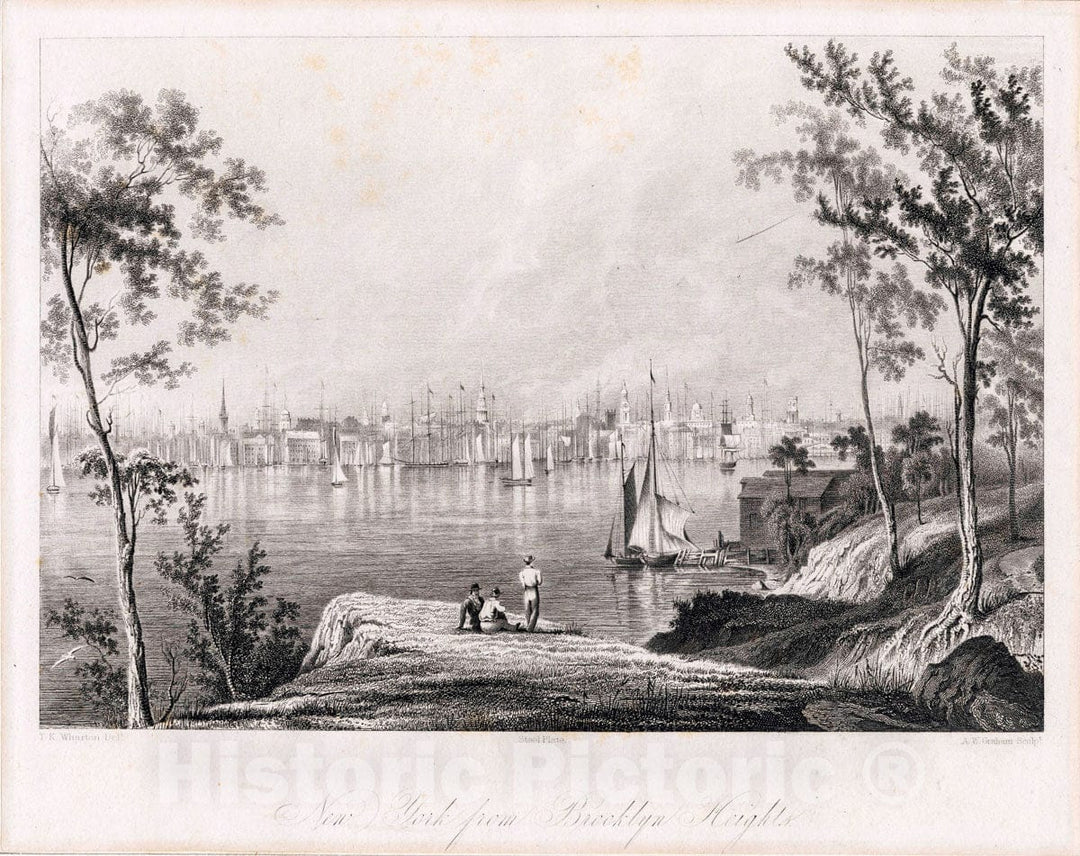 Art Print : 1778, New York from Brooklyn Heights - Vintage Wall Art