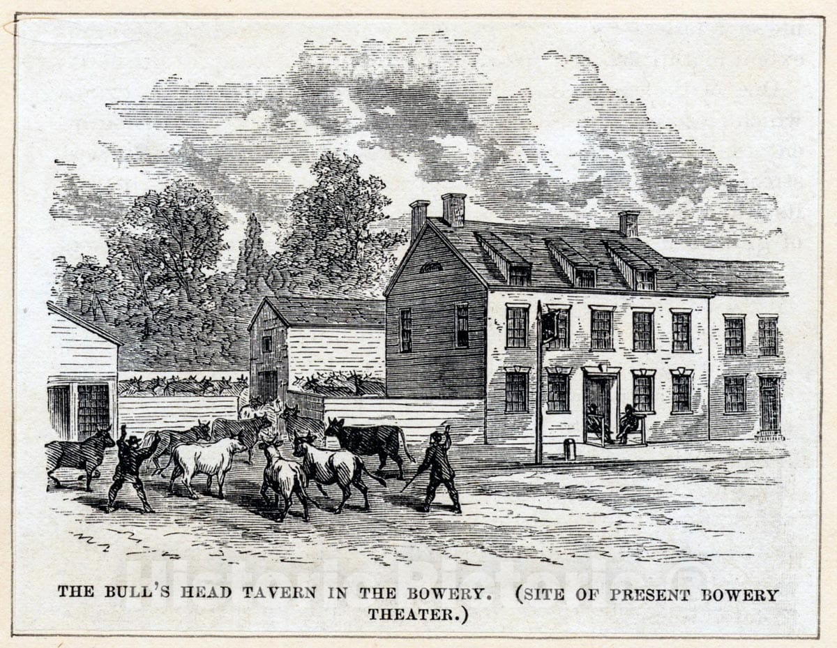 Art Print : 1801, The Bull's Head Tavern in The Bowery - Vintage Wall Art