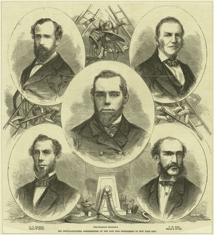 Art Print : 1880, The Newly-Appointed commissioners of The Paid fire Department of New York City - Vintage Wall Art