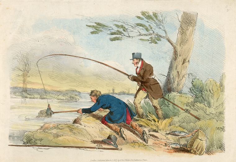 Art Print : 1817, Fishing. - Vintage Wall Art