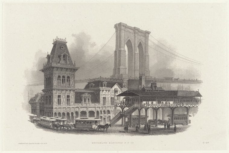 Art Print : Brooklyn Elevated R.R. Co, 1830-1899 - Vintage Wall Art