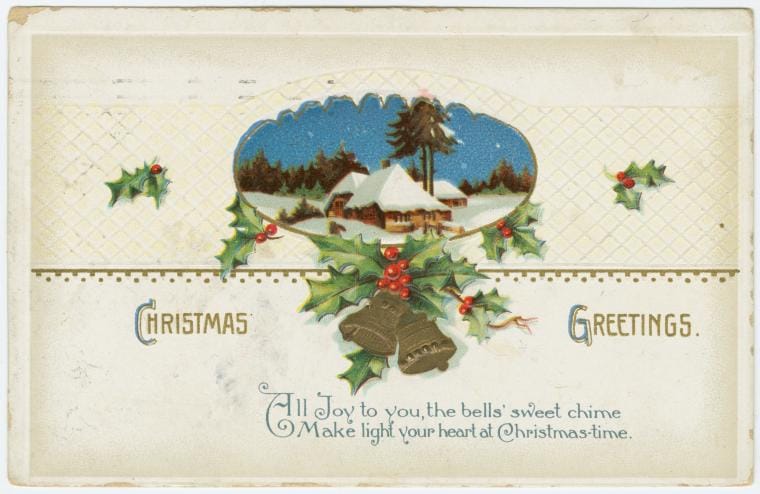 Art Print : Christmas Greetings, 1913 - Vintage Wall Art