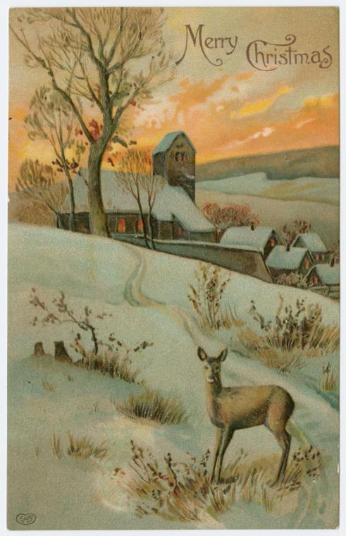 Art Print : Merry Christmas, 1910 - Vintage Wall Art V1